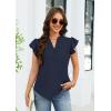 image:imageECOWISH Womens Summer Tops Dressy Casual Ruffle V Neck Short Sleeve Blouses Swiss Dot Boho Flowy Shirts 2026Navy Blue
