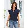 image:imageECOWISH Womens Summer Tops Dressy Casual Ruffle V Neck Short Sleeve Blouses Swiss Dot Boho Flowy Shirts 2026Navy Blue