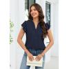 image:imageECOWISH Womens Summer Tops Dressy Casual Ruffle V Neck Short Sleeve Blouses Swiss Dot Boho Flowy Shirts 2026Navy Blue