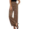 image:imageECOWISH Palazzo Pants for Women Casual Summer Loose Baggy Wide Leg Flowy High Waisted Polka Dot Trouser with Belt Pocket 2026160 Khaki Lightning