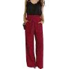 image:imageECOWISH Palazzo Pants for Women Casual Summer Loose Baggy Wide Leg Flowy High Waisted Polka Dot Trouser with Belt Pocket 2026160 Red