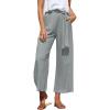 image:imageECOWISH Palazzo Pants for Women Casual Summer Loose Baggy Wide Leg Flowy High Waisted Polka Dot Trouser with Belt Pocket 2026Grey