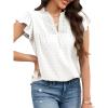 image:imageECOWISH Womens Summer Tops Dressy Casual Ruffle V Neck Short Sleeve Blouses Swiss Dot Boho Flowy Shirts 2026White