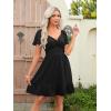 image:imageECOWISH Twist Front Mini Summer Dresses for Women Short Flutter Sleeve Casual Flowy V Neck Tie Back A Line Dress with Pockets01black
