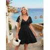 image:imageECOWISH Twist Front Mini Summer Dresses for Women Short Flutter Sleeve Casual Flowy V Neck Tie Back A Line Dress with Pockets01black