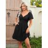 image:imageECOWISH Twist Front Mini Summer Dresses for Women Short Flutter Sleeve Casual Flowy V Neck Tie Back A Line Dress with Pockets01black
