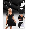 image:imageECOWISH Twist Front Mini Summer Dresses for Women Short Flutter Sleeve Casual Flowy V Neck Tie Back A Line Dress with Pockets01white