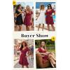 image:imageECOWISH Twist Front Mini Summer Dresses for Women Short Flutter Sleeve Casual Flowy V Neck Tie Back A Line Dress with Pockets01wine Red