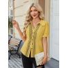 image:imageECOWISH Womens Button Down Shirt  Peter Pan Collar Cotton Blouse Summer Dressy Short Sleeve Loose Fit Work TopsYellowv