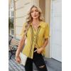 image:imageECOWISH Womens Button Down Shirt  Peter Pan Collar Cotton Blouse Summer Dressy Short Sleeve Loose Fit Work TopsYellowv