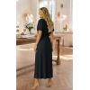 image:imageECOWISH Women Maxi Dresses Cocktail Party Wedding Guest Formal Pleated Long Dress Short Sleeve Slit Empire Waist Evening Gown93black