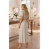 image:imageECOWISH Women Maxi Dresses Cocktail Party Wedding Guest Formal Pleated Long Dress Short Sleeve Slit Empire Waist Evening Gown93champane