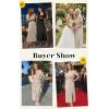 image:imageECOWISH Women Maxi Dresses Cocktail Party Wedding Guest Formal Pleated Long Dress Short Sleeve Slit Empire Waist Evening Gown93champane