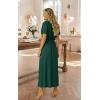 image:imageECOWISH Women Maxi Dresses Cocktail Party Wedding Guest Formal Pleated Long Dress Short Sleeve Slit Empire Waist Evening Gown93green