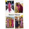 image:imageECOWISH Women Maxi Dresses Cocktail Party Wedding Guest Formal Pleated Long Dress Short Sleeve Slit Empire Waist Evening GownHot Pink