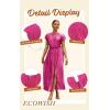 image:imageECOWISH Women Maxi Dresses Cocktail Party Wedding Guest Formal Pleated Long Dress Short Sleeve Slit Empire Waist Evening GownHot Pink