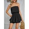 image:imageECOWISH Women Off Shoulder Romper Strapless Floral Print Striped Beach Shorts Jumpsuit497black