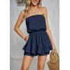 image:imageECOWISH Women Off Shoulder Romper Strapless Floral Print Striped Beach Shorts Jumpsuit497navy Blue