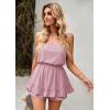 image:imageECOWISH Women Off Shoulder Romper Strapless Floral Print Striped Beach Shorts Jumpsuit497pink