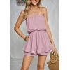 image:imageECOWISH Women Off Shoulder Romper Strapless Floral Print Striped Beach Shorts Jumpsuit497pink