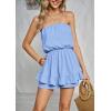 image:imageECOWISH Women Off Shoulder Romper Strapless Floral Print Striped Beach Shorts Jumpsuit497sky Blue