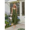 image:imageECOWISH Womens Jumpsuit Spaghetti Strap Wide Leg Split Jumpsuits Long Overalls Summer Beach Loose Fit Rompers500 Army Green