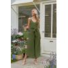 image:imageECOWISH Womens Jumpsuit Spaghetti Strap Wide Leg Split Jumpsuits Long Overalls Summer Beach Loose Fit Rompers500 Army Green