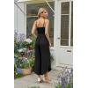 image:imageECOWISH Womens Jumpsuit Spaghetti Strap Wide Leg Split Jumpsuits Long Overalls Summer Beach Loose Fit Rompers500 Black