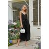 image:imageECOWISH Womens Jumpsuit Spaghetti Strap Wide Leg Split Jumpsuits Long Overalls Summer Beach Loose Fit Rompers500 Black