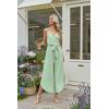 image:imageECOWISH Womens Jumpsuit Spaghetti Strap Wide Leg Split Jumpsuits Long Overalls Summer Beach Loose Fit Rompers500 Light Green