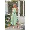image:imageECOWISH Womens Jumpsuit Spaghetti Strap Wide Leg Split Jumpsuits Long Overalls Summer Beach Loose Fit Rompers500 Light Green