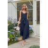 image:imageECOWISH Womens Jumpsuit Spaghetti Strap Wide Leg Split Jumpsuits Long Overalls Summer Beach Loose Fit Rompers500 Navy Blue