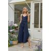 image:imageECOWISH Womens Jumpsuit Spaghetti Strap Wide Leg Split Jumpsuits Long Overalls Summer Beach Loose Fit Rompers500 Navy Blue