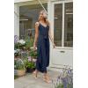 image:imageECOWISH Womens Jumpsuit Spaghetti Strap Wide Leg Split Jumpsuits Long Overalls Summer Beach Loose Fit Rompers500 Navy Blue