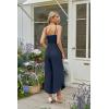 image:imageECOWISH Womens Jumpsuit Spaghetti Strap Wide Leg Split Jumpsuits Long Overalls Summer Beach Loose Fit Rompers500 Navy Blue