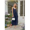 image:imageECOWISH Womens Jumpsuit Spaghetti Strap Wide Leg Split Jumpsuits Long Overalls Summer Beach Loose Fit Rompers500 Navy Blue
