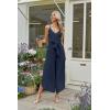 image:imageECOWISH Womens Jumpsuit Spaghetti Strap Wide Leg Split Jumpsuits Long Overalls Summer Beach Loose Fit Rompers500 Navy Blue