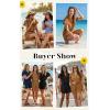image:imageECOWISH Womens Shorts Rompers Summer Button Short Flare Sleeve Ruffle Wide Leg Mini One Piece Jumpsuits Pockets V Neck Outfit86 Khaki