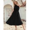 image:imageECOWISH Womens Summer One Shoulder Maxi Dress Casual Polka Dot Midi Dresses Sleeveless Long Pockets Sundress Beach Vacation92black