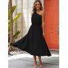 image:imageECOWISH Womens Summer One Shoulder Maxi Dress Casual Polka Dot Midi Dresses Sleeveless Long Pockets Sundress Beach Vacation92black