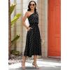 image:imageECOWISH Womens Summer One Shoulder Maxi Dress Casual Polka Dot Midi Dresses Sleeveless Long Pockets Sundress Beach Vacation92black Dot