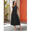 image:imageECOWISH Womens Summer One Shoulder Maxi Dress Casual Polka Dot Midi Dresses Sleeveless Long Pockets Sundress Beach Vacation92black Dot