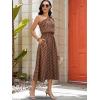 image:imageECOWISH Womens Summer One Shoulder Maxi Dress Casual Polka Dot Midi Dresses Sleeveless Long Pockets Sundress Beach Vacation92coffee Dot