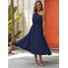 image:imageECOWISH Womens Summer One Shoulder Maxi Dress Casual Polka Dot Midi Dresses Sleeveless Long Pockets Sundress Beach Vacation92navy Blue