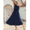 image:imageECOWISH Womens Summer One Shoulder Maxi Dress Casual Polka Dot Midi Dresses Sleeveless Long Pockets Sundress Beach Vacation92navy Blue