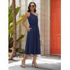 image:imageECOWISH Womens Summer One Shoulder Maxi Dress Casual Polka Dot Midi Dresses Sleeveless Long Pockets Sundress Beach Vacation92navy Blue