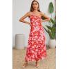 image:imageECOWISH Womens Summer One Shoulder Maxi Dress Casual Polka Dot Midi Dresses Sleeveless Long Pockets Sundress Beach VacationRed Flower