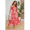 image:imageECOWISH Womens Summer One Shoulder Maxi Dress Casual Polka Dot Midi Dresses Sleeveless Long Pockets Sundress Beach VacationRed Flower