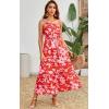 image:imageECOWISH Womens Summer One Shoulder Maxi Dress Casual Polka Dot Midi Dresses Sleeveless Long Pockets Sundress Beach VacationRed Flower