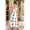 image:imageECOWISH Womens Summer One Shoulder Maxi Dress Casual Polka Dot Midi Dresses Sleeveless Long Pockets Sundress Beach VacationWhite